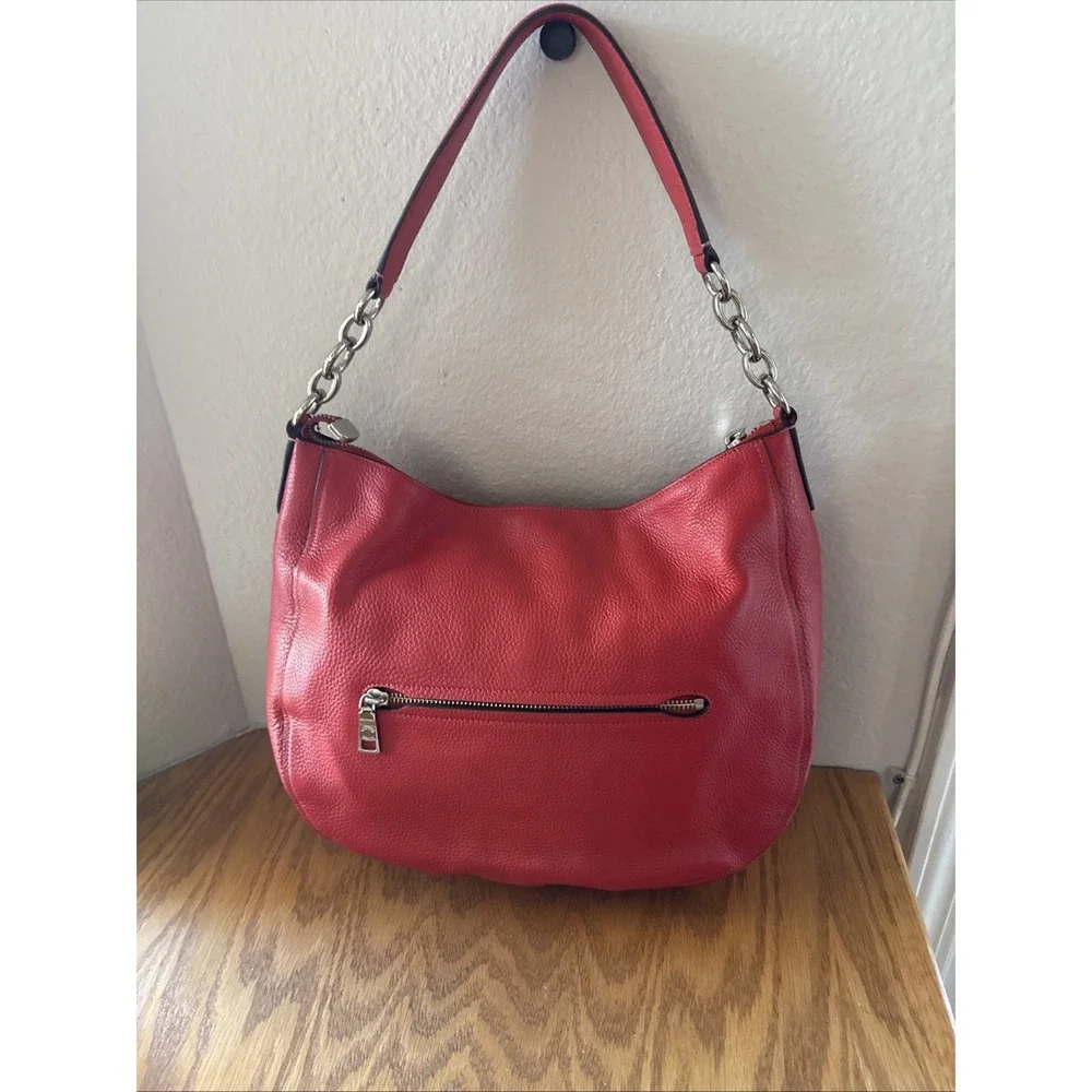 Coach Elle Hobo Bag Medium Red Pebbled Leather Shoulder Bag F31399 Hang Tag